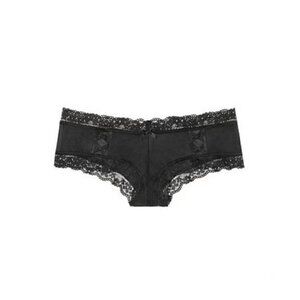 Victoria's Secret Floral Lace-Trim Cheeky Panty (Black)